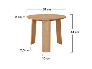 Miniaturka 12 - Schemat wymiarów stolika kawowego okrągłego dębowego 51x44cm