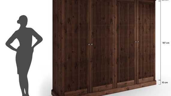 Miniaturka 9 - Sosnowa szafa 70 cm tabacco 4-drzwiowa Kalari