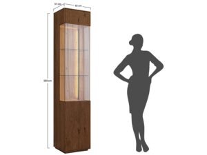 Miniaturka 1 - Schemat wymiarów witryny z podświetleniem LED 37x43x205cm