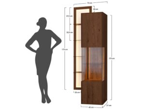 Miniaturka 1 - Schemat wymiarów witryny wiszącej tabacco z podświetleniem LED 73x37x175cm