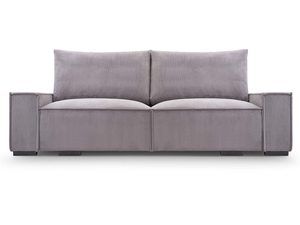 Miniaturka 24 - Sofa dwuosobowa jasnoszara w tkaninie sztruks z niskimi nóżkami