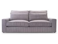 Sofa sztruksowa w kolorze szarym z szerokimi podłokietnikami