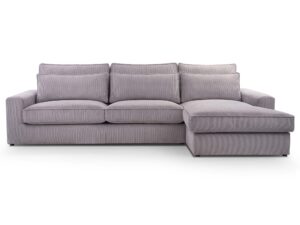Miniaturka 1 - Szary narożnik sztruksowy z prawą ottomaną pełna sylwetka