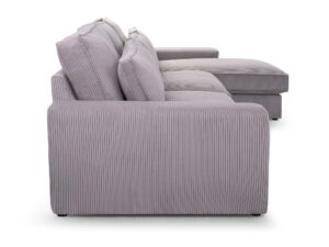 Miniaturka 9 - Narożnik sztruksowy szary profil z widocznym podłokietnikiem