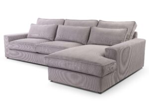 Miniaturka 10 - Szary narożnik sztruksowy z prawą ottomaną układ modułowy