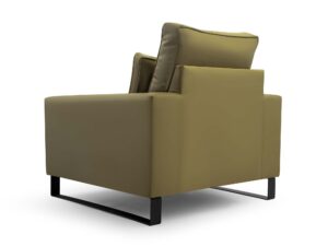 Miniaturka 2 - Fotel oliwkowy tapicerowany konstrukcja oparcia od tyłu