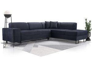 Miniaturka 9 - Granatowy narożnik tapicerowany w kształcie L z poduszkami aranżacja