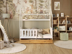 Miniaturka 13 - Łóżko domek ze schowkiem i barierką Bella