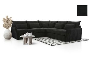 Miniaturka 5 - Czarny narożnik modułowy w tkaninie sztruksowej Lincoln