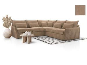 Miniaturka 10 - Beżowy narożnik modułowy tapicerowany sztruksem z próbką tkaniny