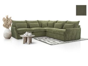 Miniaturka 9 - Narożnik modułowy oliwkowy w tkaninie sztruksowej z poduszkami