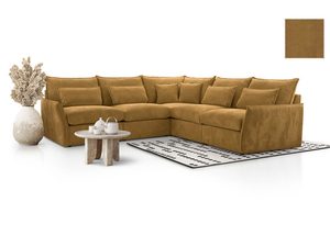 Miniaturka 8 - Musztardowy narożnik modułowy sztruksowy Lincoln z próbką koloru