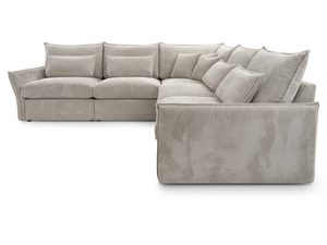 Miniaturka 1 - Szary narożnik modułowy tapicerowany tkaniną sztruksową Lincoln