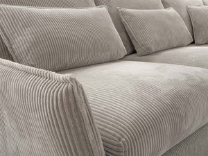 Miniaturka 3 - Detal tapicerki sztruksowej narożnika modułowego w kolorze szarym