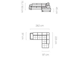 Miniaturka 15 - Narożnik tapicerowany wymiary 262x223 cm rysunek techniczny