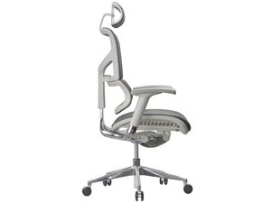 Miniaturka 3 - Biało-szary fotel biurowy ergonomiczny siatkowy profil z mechanizmem