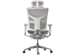Miniaturka 2 - Fotel biurowy ergonomiczny biało-szary siatkowy tył konstrukcja biała