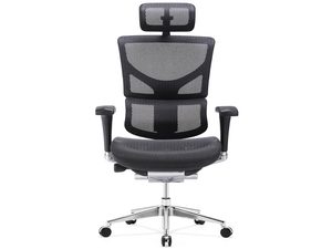 Miniaturka 10 - Fotel biurowy ergonomiczny czarny siatkowy z zagłówkiem widok frontalny