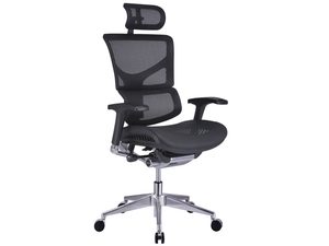 Miniaturka 3 - Czarny fotel biurowy ergonomiczny siatkowy z zagłówkiem perspektywa