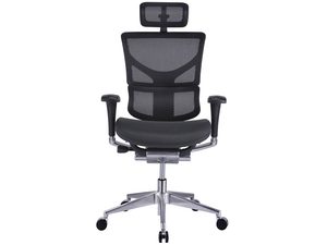 Miniaturka 2 - Fotel biurowy ergonomiczny czarny siatkowy z zagłówkiem frontalny