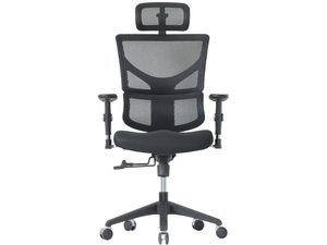 Miniaturka 4 - Fotel biurowy ergonomiczny czarny siatkowy z zagłówkiem frontalny