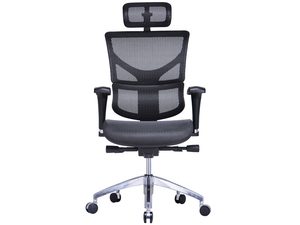 Miniaturka 4 - Fotel biurowy ergonomiczny czarny siatkowy z zagłówkiem frontalny