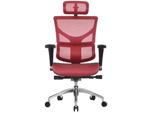 Miniaturka 5 - Bordowy fotel biurowy ergonomiczny siatkowy z zagłówkiem frontalny