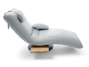 Miniaturka 2 - Szezlong jasnoszary tapicerowany z drewnianą podstawą perspektywa