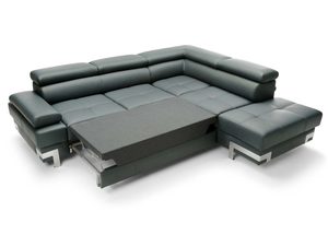 Miniaturka 5 - Butelkowa zieleń narożnik z funkcją spania rozłożoną widok