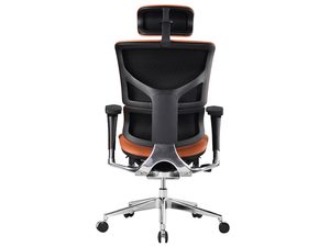 Miniaturka 2 - Karmelowy fotel biurowy ergonomiczny skórzany widok z tyłu konstrukcja