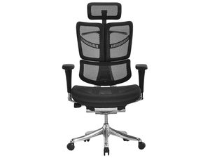 Miniaturka 1 - Fotel biurowy ergonomiczny czarny siatkowy z zagłówkiem widok frontalny