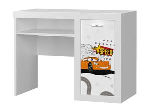 Miniaturka 2 - Białe biurko dziecięce z motywem auta wyścigowego i półką perspektywa