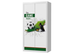 Miniaturka 2 - Biała szafa dziecięca z motywem piłki nożnej perspektywa