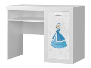 Miniaturka 4 - Białe biurko dziecięce z motywem śnieżnej księżniczki i półką perspektywa