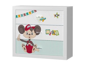 Miniaturka 4 - Biała komoda dziecięca z motywem myszki chłopca perspektywa