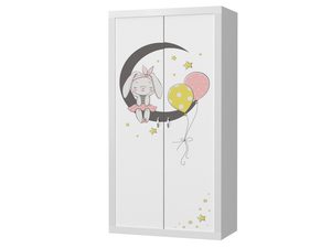 Miniaturka 7 - Biała szafa dziecięca z motywem króliczka na księżycu perspektywa