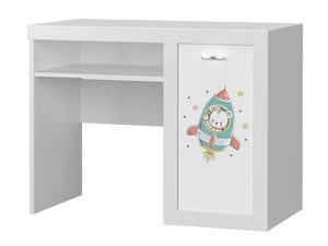 Miniaturka 7 - Biurko dziecięce białe z motywem misia astronauty i półką perspektywa