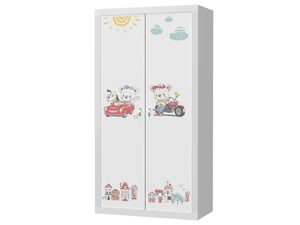 Miniaturka 6 - Szafa dziecięca biała z motywem misiów w autach perspektywa