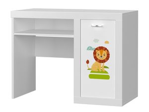 Miniaturka 9 - Biurko dziecięce białe z motywem lwa i półką perspektywa