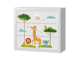Miniaturka 8 - Biała komoda dziecięca z motywem zwierząt safari perspektywa