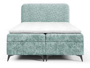 Miniaturka 16 - Łóżko kontynentalne tapicerowane miętowe z wzorzystym zagłówkiem