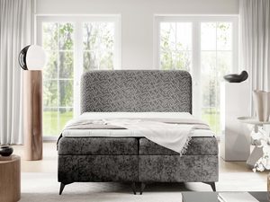 Miniaturka 21 - Szary narożnik tapicerowany tkaniną plecionkową z miękkimi poduszkami