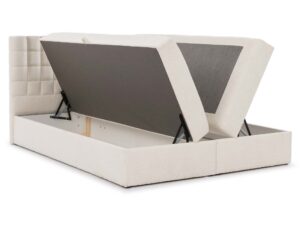 Miniaturka 9 - Kremowe łóżko z pikowanym zagłówkiem w tkaninie boucle