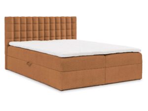 Miniaturka 4 - Łóżko brązowe z pikowanym oparciem w tkaninie boucle