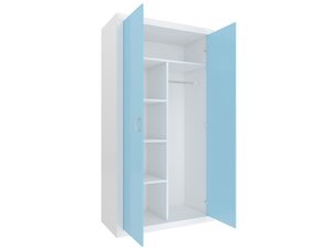 Miniaturka 3 - Szafa dziecięca biało-niebieska otwarta z półkami i drążkiem
