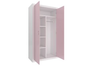 Miniaturka 2 - Biało-różowa szafa dziecięca otwarta z półkami i drążkiem