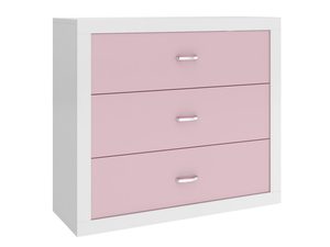 Miniaturka 4 - Komoda dziecięca biało-różowa z trzema szufladami perspektywa
