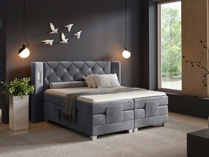 Miniaturka 7 - Nowoczesne łóżko elektrycznie regulowane pikowane zagłowie Skin