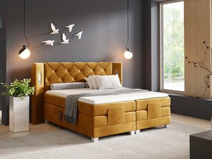 Miniaturka 13 - Nowoczesne łóżko elektrycznie regulowane pikowane zagłowie Skin