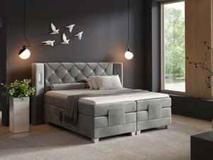 Miniaturka 14 - Nowoczesne łóżko elektrycznie regulowane pikowane zagłowie Skin